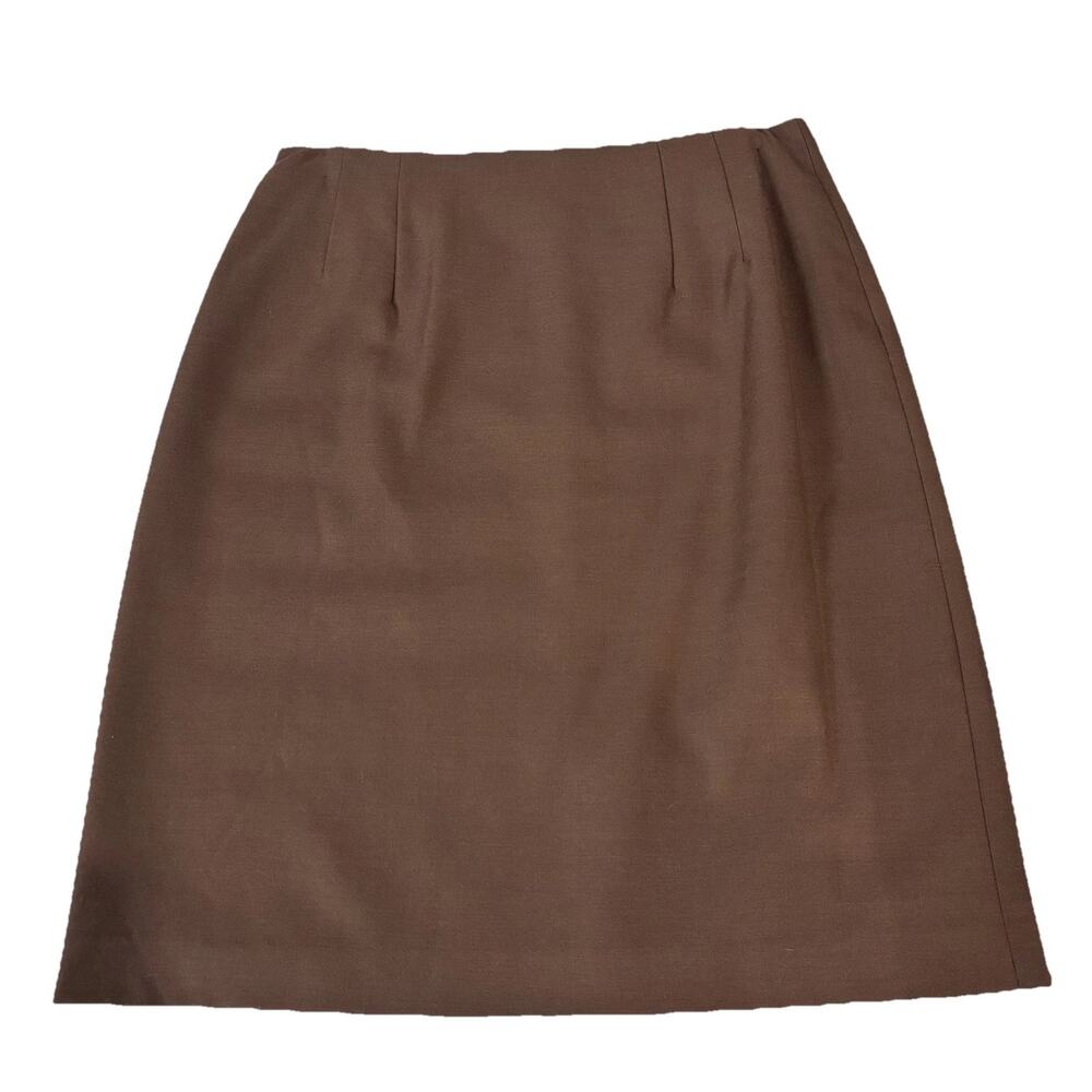 VTG 90s Chadwicks brown Wool Blend Lined Pencil Skirt SZ 12 Retro Preppy Career